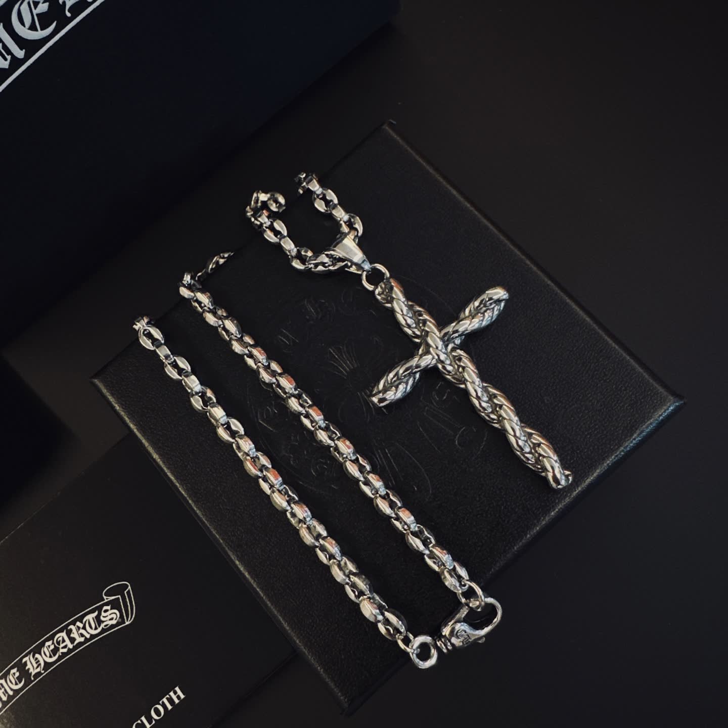 Chrome Hearts Silver Cross Pendant Necklace